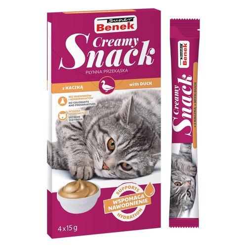 Przysmak dla kota SUPER BENEK Creamy Snack z kaczką (4 x 15 g)