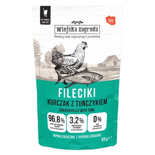 Karma dla kota WIEJSKA ZAGRODA Adult Fileciki Kurczak z tuńczykiem 85 g