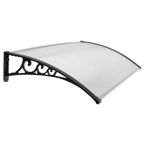 Daszek o wymiarach 80 x 150 cm w kolorze czarnym, z eleganckim, łukowatym kształtem i ozdobnymi elementami na wspornikach. Produkt dostępny w sklepie Media Expert.