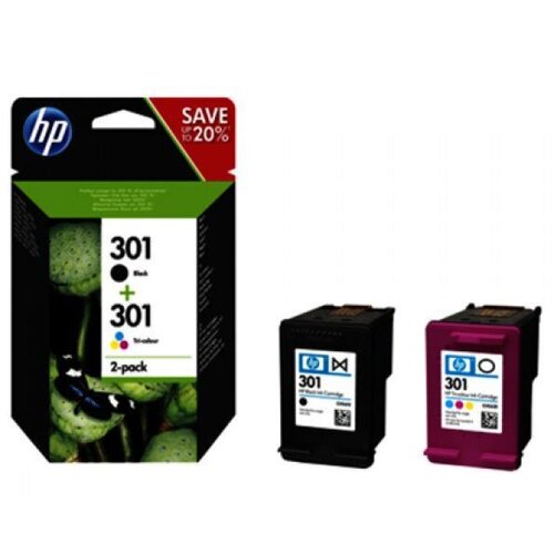 Zestaw tuszów HP 301 Instant Ink Czarny 3 ml, Kolorowy 3 ml N9J72AE