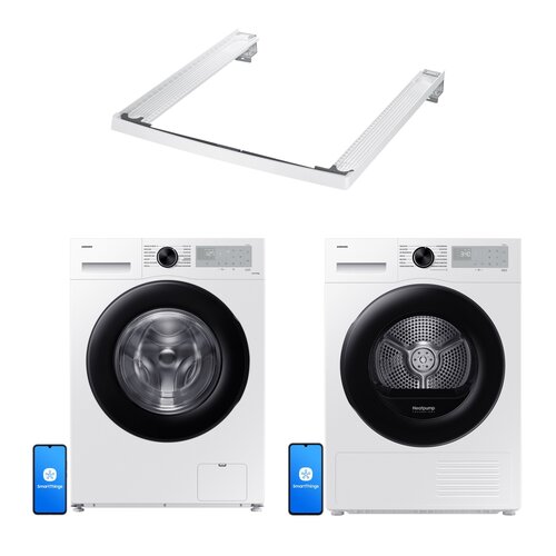 Pralka SAMSUNG WW80CGC04DAH AI Energy EcoBubble 8kg 1400 obr + Suszarka SAMSUNG DV5000D DV90DG52A0AH z pompą ciepła Optimal Dry + Łącznik SAMSUNG SKK-5EW