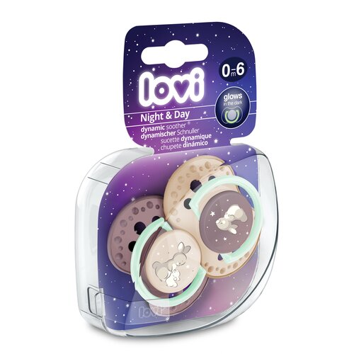 Smoczek LOVI Night&Day Girl 0-6 m (2 sztuki)