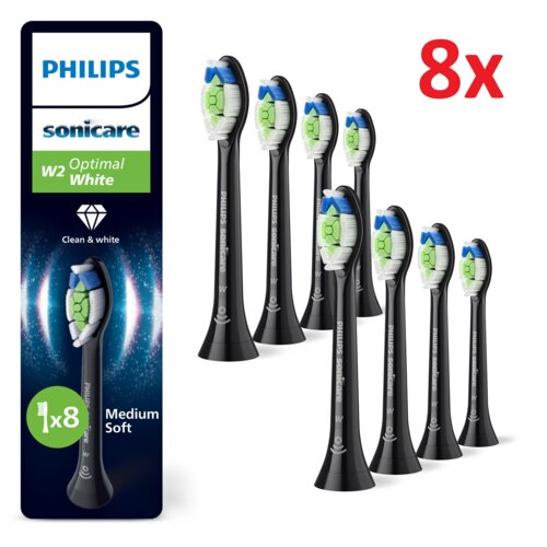 Oryginalne końcówki PHILIPS Sonicare W2 HX6068/88 Średnio miękkie włókna (8 szt.) (Wybielająca)