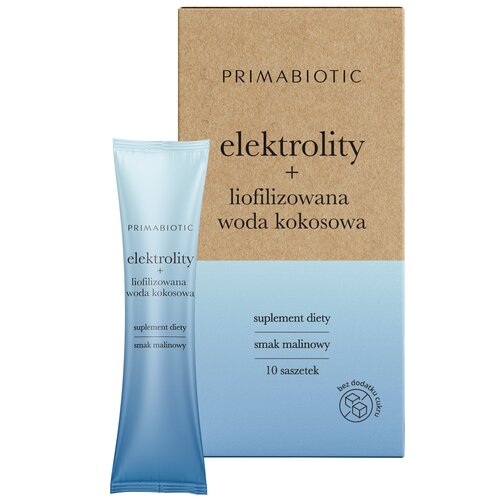 Elektrolity PRIMABIOTIC Liofilizowana woda kokosowa Malinowy (10 x 6 g)