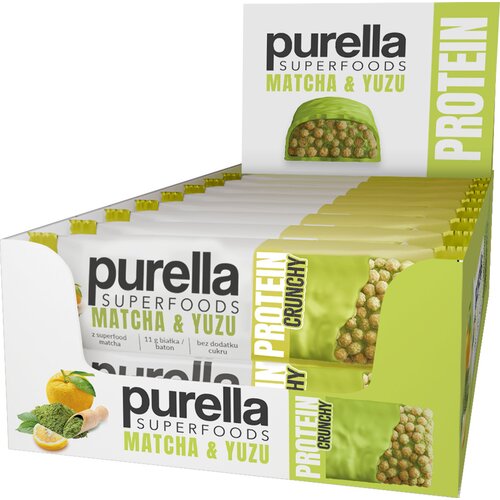 Baton proteinowy PURELLA Superfoods Chrupiąca matcha-yuzu (15 x 45 g)