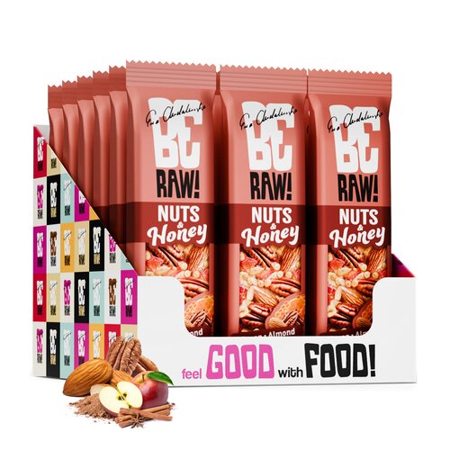 Baton BERAW Nuts & honey Pekanowo-migdałowo-jabłkowo-cynamonowy (15 x 30 g)