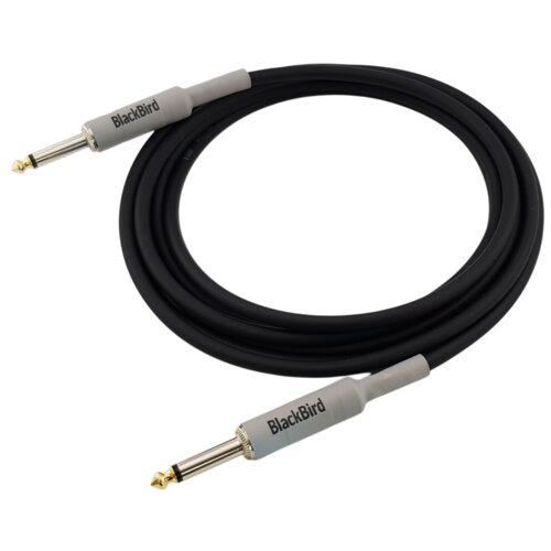 Czarny kabel z dwoma wtykami Jack 6.3 mm, każdy z nich ma białą osłonę z napisem "BlackBird". Kabel jest zwinięty w okrąg, a jego długość wynosi 3 metry.