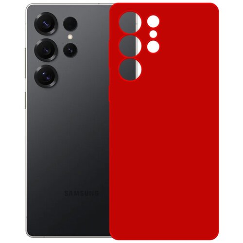 Na zdjęciu widoczny jest czarny telefon z kilkoma obiektywami aparatu oraz czerwone etui z wycięciami na te obiektywy. Na telefonie znajduje się napis "SAMSUNG".