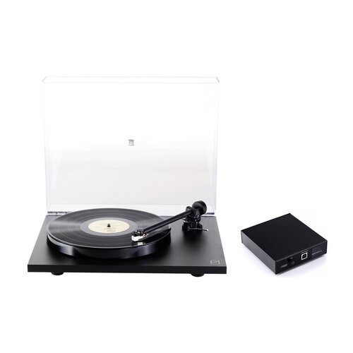 Gramofon REGA Planar 1 Czarny, Manualny,Napęd paskowy,Wkładka Rega,Pokrywa w zestawie,Prędkość odtw. 33 1/3,45 obr./min + Przedwzmacniacz gramofonowy REGA Fono Mini A2D