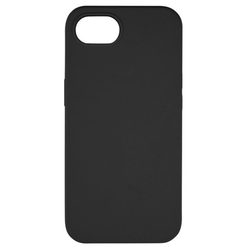 Czarne etui na telefon z gładką powierzchnią, z wycięciem na aparat w górnej części. Produkt nie zawiera żadnych widocznych napisów ani logo.