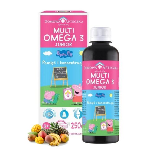 Kompleks witamin i minerałów DOMOWA APTECZKA Multi Omega 3 Junior Świnka Peppa Owoce tropikalne (250 ml)
