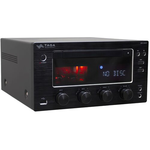 Amplituner Stereo TAGA HARMONY HTR-1000CD V.2 Czarny,  Odtw.CD, BT, Regulacja wysokich i niskich tonów, Tuner FM/DAB+