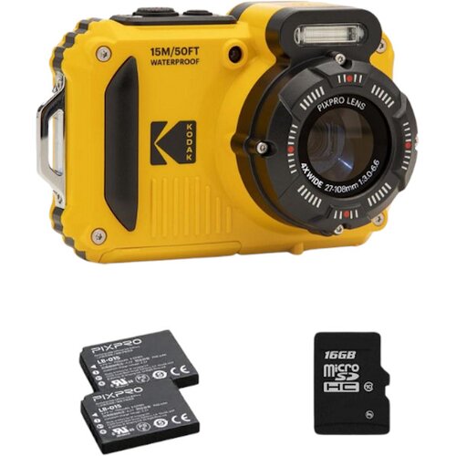 Aparat KODAK WPZ2 Żółty + 2 baterie + karta pamięci 16GB, 16.3Mpix, 4x zoom optyczny