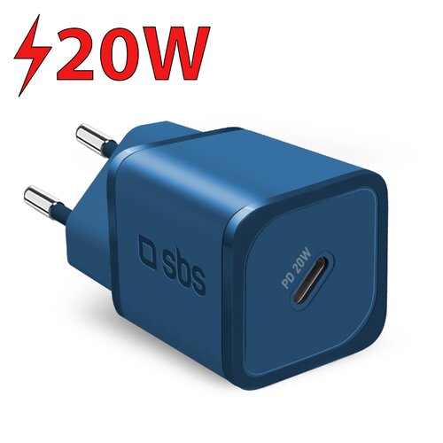 Ładowarka sieciowa SBS Nano GaN 20W Niebieski