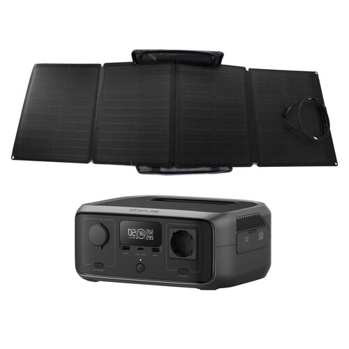 Panel fotowoltaiczny ECOFLOW 1ECO1000-04 160W + Stacja zasilania ECOFLOW River 3 UPS 245Wh Bank energii