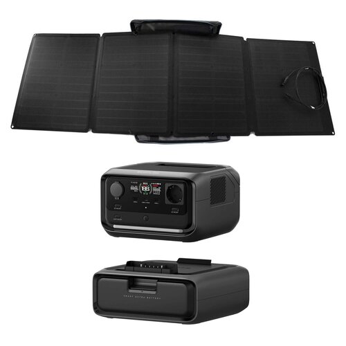 Panel fotowoltaiczny ECOFLOW 1ECO1000-04 160W + Stacja zasilania ECOFLOW River 3 Plus 286 Wh + Bateria ECOFLOW 286Wh do River 3 Plus Smart