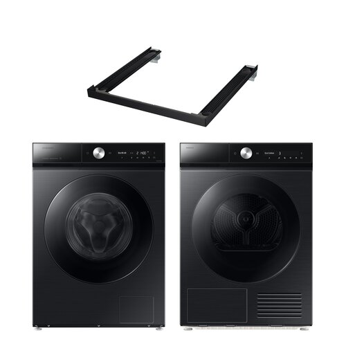 Pralka SAMSUNG BESPOKE AI WW11DB8B95GB QuickDrive 11kg 1400 obr Autodozowanie StayClean + Suszarka SAMSUNG BESPOKE AI DV90DB8845GBU4 z pompą ciepła + Łącznik SAMSUNG SKK-SSV Czarny
