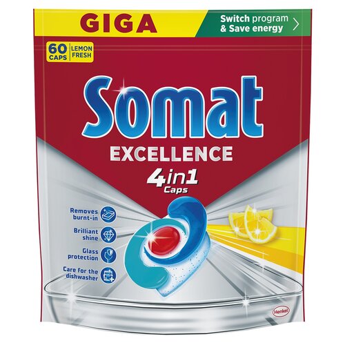 Kapsułki do zmywarek SOMAT Excellence 4 in 1 Lemon - 60 szt.