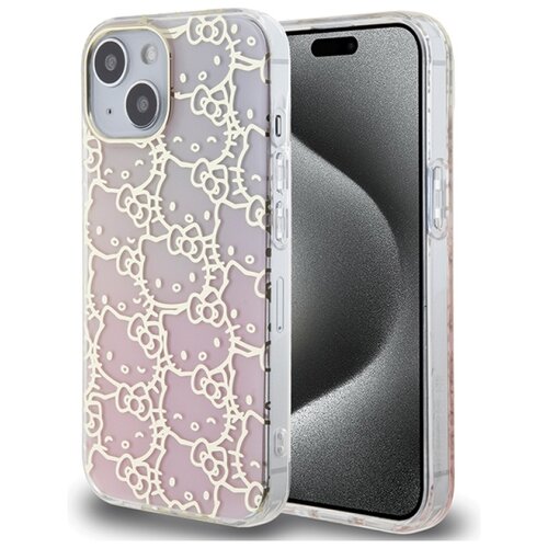 Etui HELLO KITTY IML Gradient Electrop Crowded Kitty Head do iPhone 15 Różowy