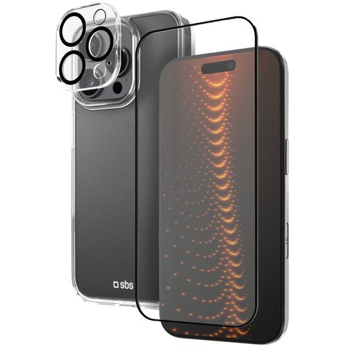 Etui SBS D3O 3w1 do Apple iPhone 16 Pro Max Przezroczysty + Szkło hartowane + Nakładka na obiektyw