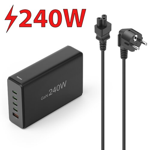 Stacja ładująca HAMA 201977 GaN 240W Czarny