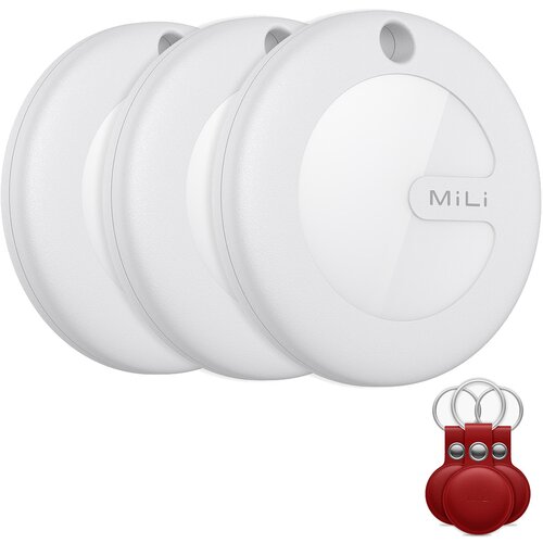 Lokalizator MILI MiTag Biały (3 szt.) + Etui Czerwony (3 szt.)