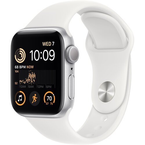 Apple Watch SE 2gen GPS 40mm koperta z aluminium (srebrny) + pasek sportowy (biały)