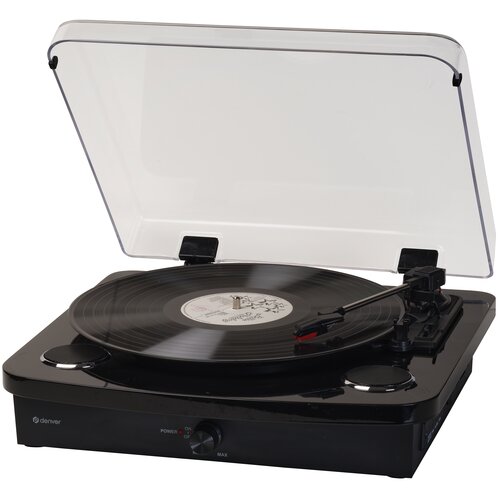 Gramofon DENVER VPL-230 Czarny, Manualny, Napęd paskowy, BT, USB, Wbudowane głośniki, Prędkość odtw. 33 1/3,45,78 obr./min