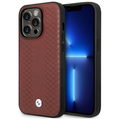 Etui BMW Leather Diamond Pattern do Apple iPhone 14 Pro Burgundowy
