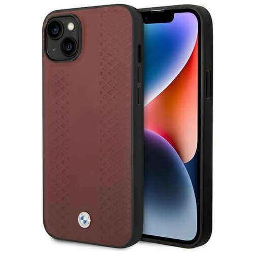 Etui BMW Leather Diamond Pattern do Apple iPhone 14 Burgundowy