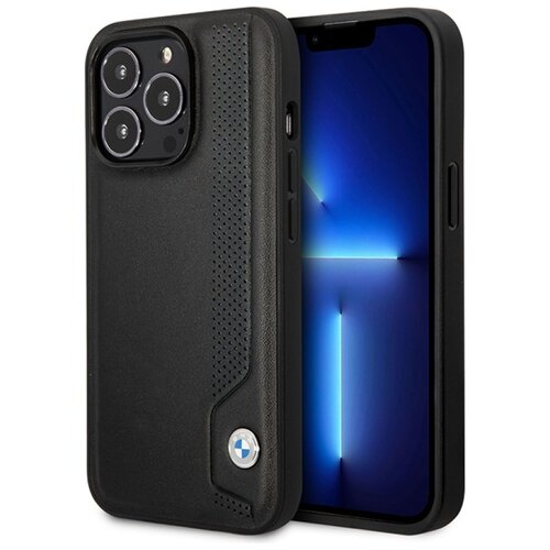 Etui BMW Leather Blue Dots do Apple iPhone 14 Pro Max Czarny