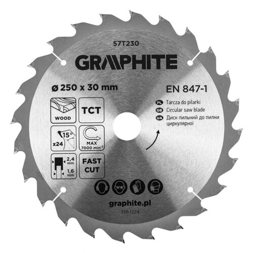 Tarcza do cięcia GRAPHITE 57T230 250 mm