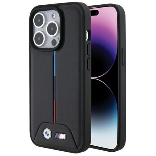 Etui BMW Leather Textured & Stripe do Apple iPhone 15 Pro Czarny