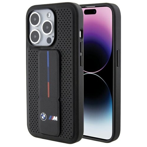 Etui BMW Grip Stand Smooth & Perforated do Apple iPhone 15 Pro Czarny