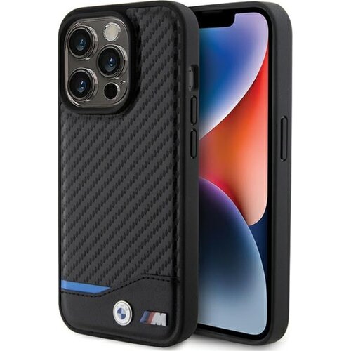Etui BMW Leather Carbon MagSafe do Apple iPhone 15 Pro Max Czarny