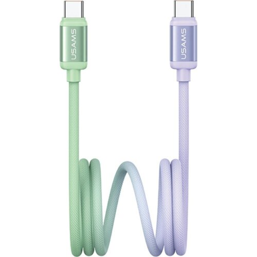 Kabel USB-C - USB-C USAMS Bicolor Series SJ756 PD 60W 1.2 m Zielono-fioletowy