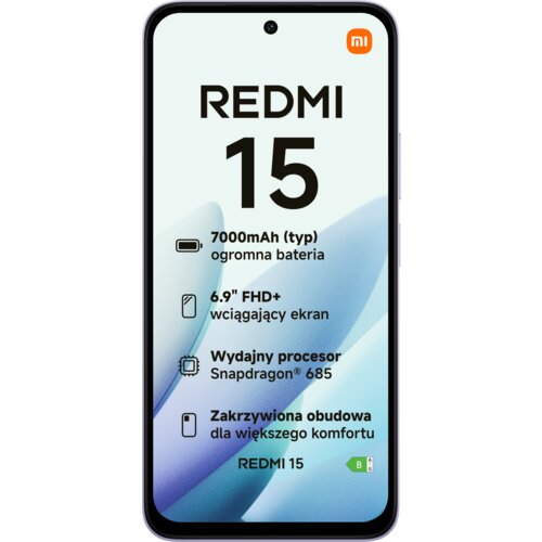 Smartfon XIAOMI Redmi 15 6/128GB 6.9" 144Hz Fioletowy