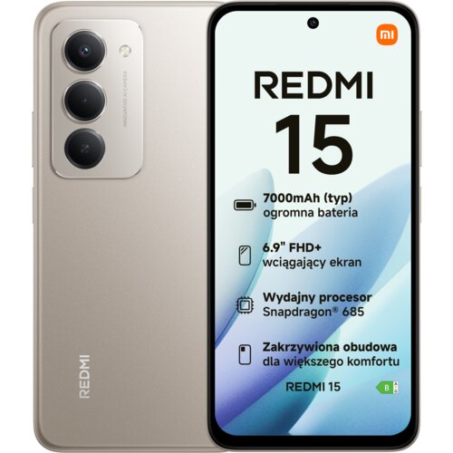Smartfon XIAOMI Redmi 15 8/256GB 6.9" 144Hz Tytanowy