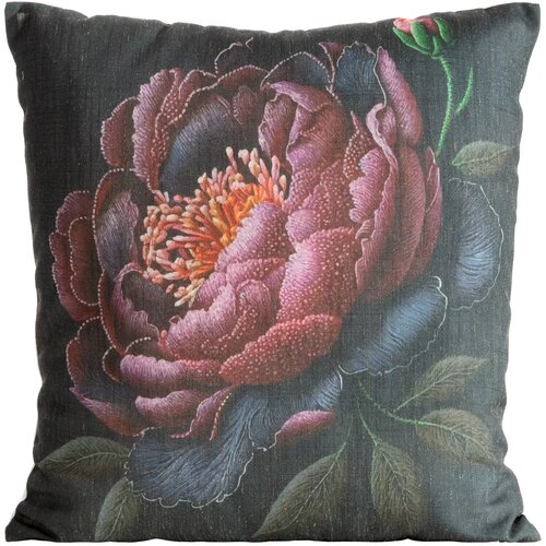 Poszewka EUROFIRANY Len 54 45 x 45 cm Czarno-różowy