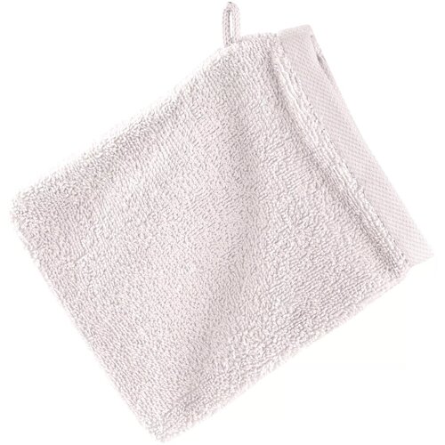 Jasnoróżowa myjka kąpielowa o wymiarach 16 x 21 cm, wykonana z miękkiego materiału frotte, z pętelką do zawieszenia. Produkt ma prostokątny kształt i jednolitą teksturę.