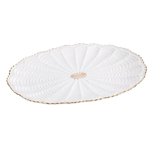 Patera EUROFIRANY Gaia 36 x 25 x 2 cm Kremowo-złoty
