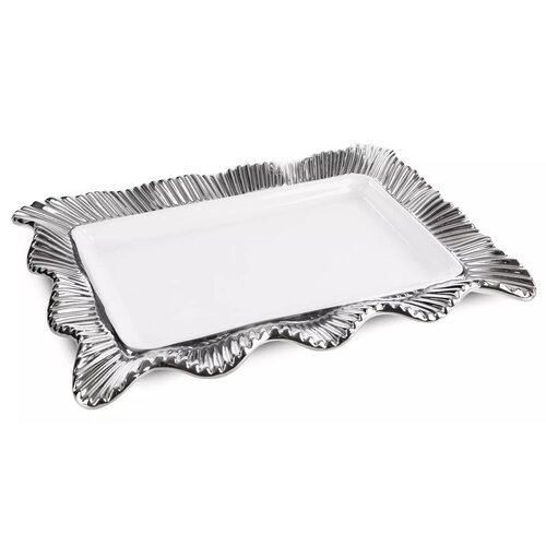Patera EUROFIRANY Betsy 36 x 25 x 4 cm Kremowo-srebrny