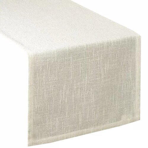 Kremowy bieżnik o wymiarach 40 x 180 cm z delikatną fakturą materiału. Produkt ma prostokątny kształt i jest starannie wykończony na krawędziach.
