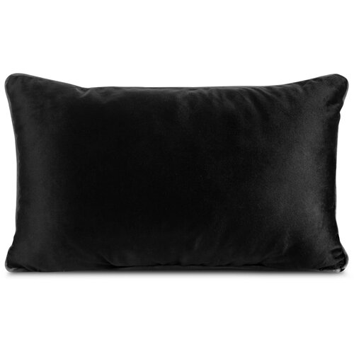 Czarna poduszka o prostokątnym kształcie, wykonana z gładkiego materiału, bez widocznych wzorów ani tekstu. Produkt ma wymiary 30 x 50 cm.