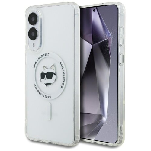 Etui KARL LAGERFELD Button Choupette Head Printed Logo MagSafe do Samsung Galaxy S25 Edge Biały