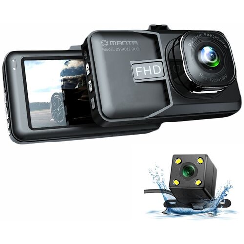 Wideorejestrator MANTA DVR401F Duo Black Eye + kamera tylna