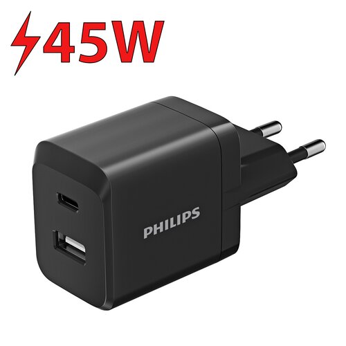Ładowarka sieciowa PHILIPS DLP5321NB/12 45W Czarny + Kabel USB-C-USB-C