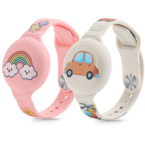 Pasek TECH-PROTECT Smooth For Kids do Apple AirTag 1/2 Różowy/Beżowy (2 szt.)