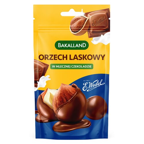 Orzechy laskowe w mlecznej czekoladzie BAKALLAND (72 g)