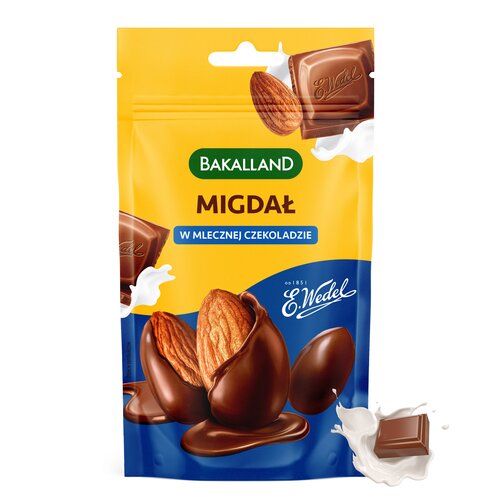Migdały w mlecznej czekoladzie BAKALLAND (75 g)